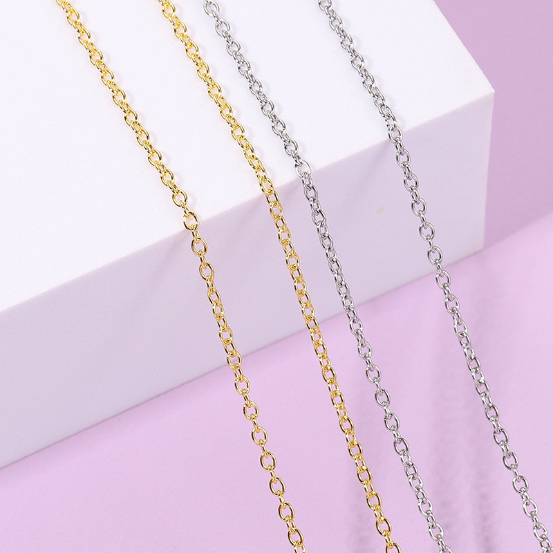 Multicolor 304 Color-Preserving Stainless Steel Round Cross Chain DIY Jewelry Accessories Necklace Clothing Bracelet Side Chain Wholesale