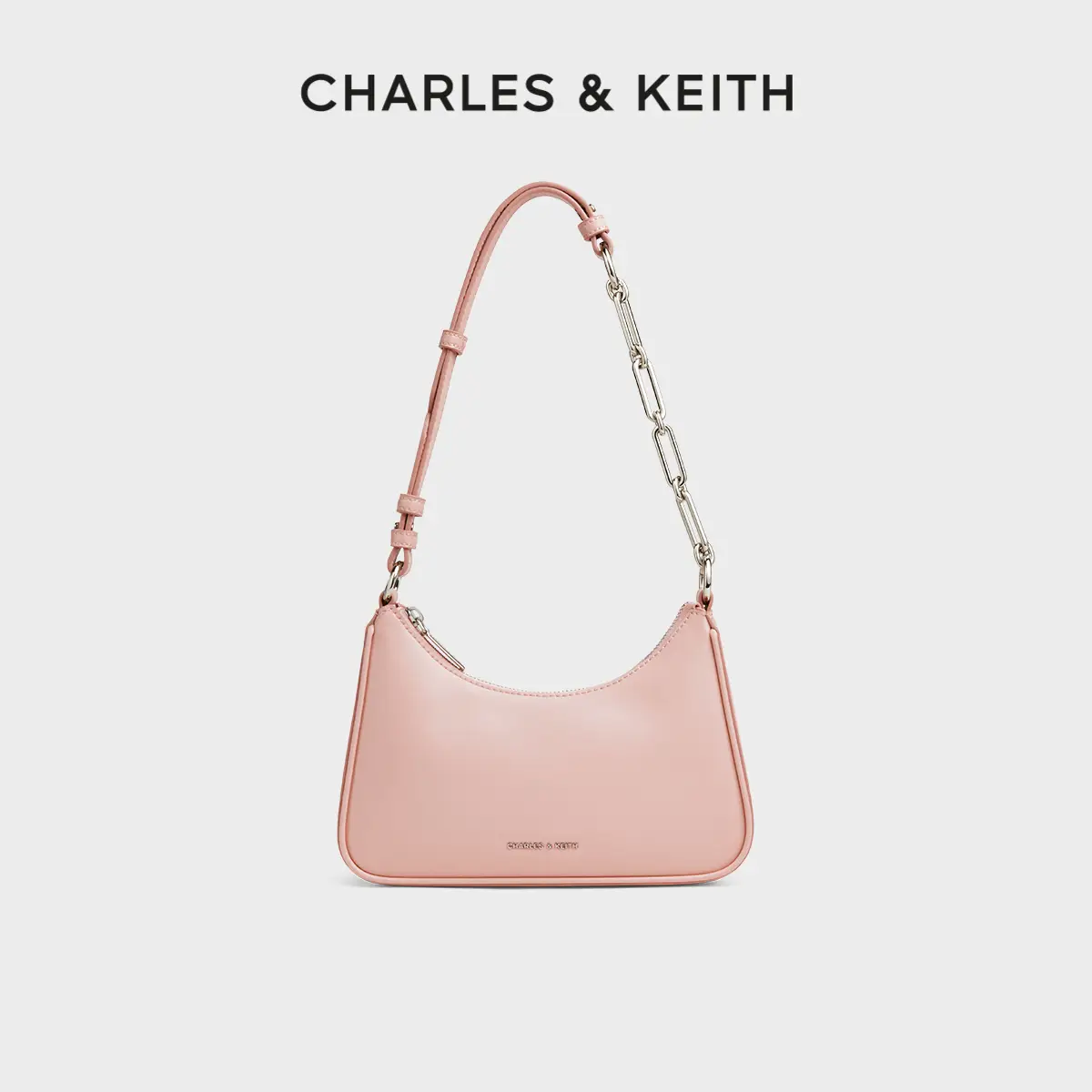 Charles&Keith25Summer New arrival Ck2- 20271604 Zipper Minimalist Work Clothing Lightweight Chain Armpit Bag
