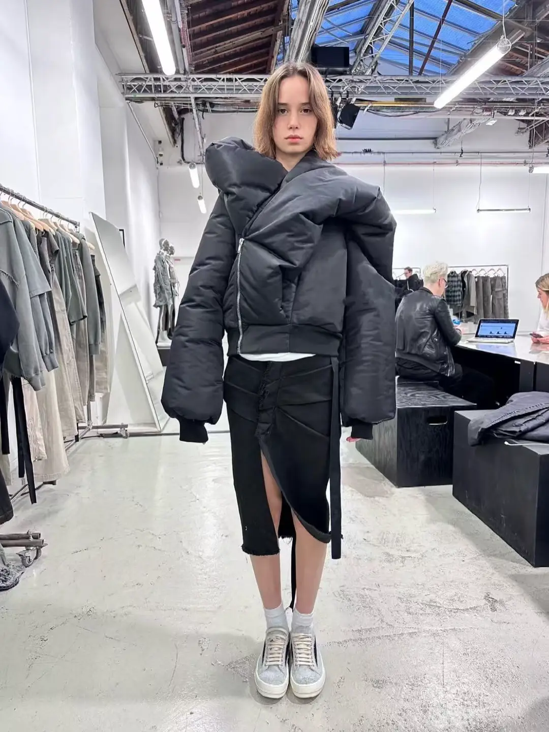 [in Stock] Graduation-Level Cmss Independent 22Fwro Style Asymmetric Zipper Irregular Ribbon Cotton Jacket