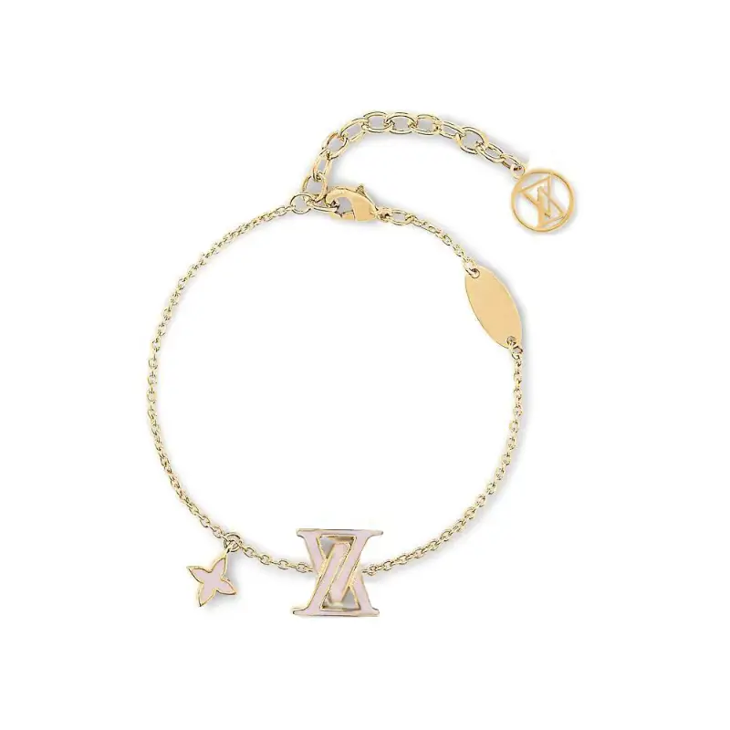 High-End Enamel Bracelet Pink L letter Flower Pendant for Women Exquisite and Sophisticated Gift for Girlfriend