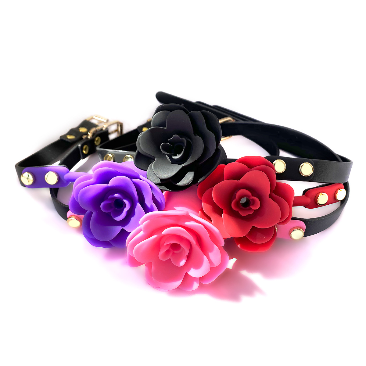 European and American Foreign Trade Rose Mouth Ball Silicone Adult Female Interest Mouth Adjustment Flail Round Mouth Plug Sex Products