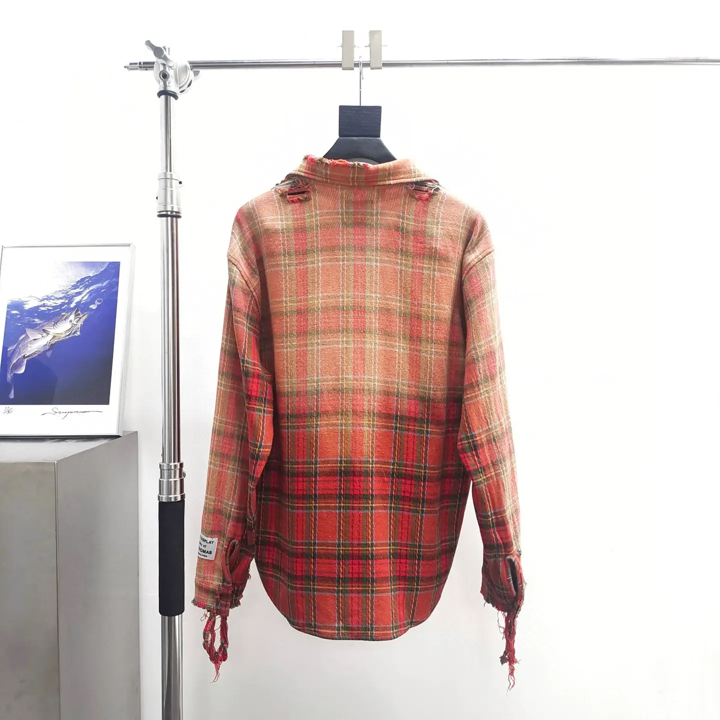 Gallery Dept Red Destroyed Washed Distressed Flannel Red Gingham shirt