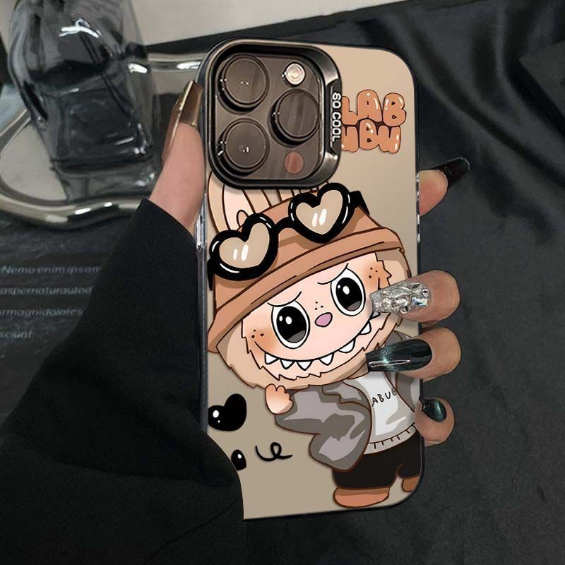 Cute Heart Sunglasses Labubu Apple 16 Mobile Phone Case Iphone15Promax Large Hole 14 Color Silver 13 Hard Case