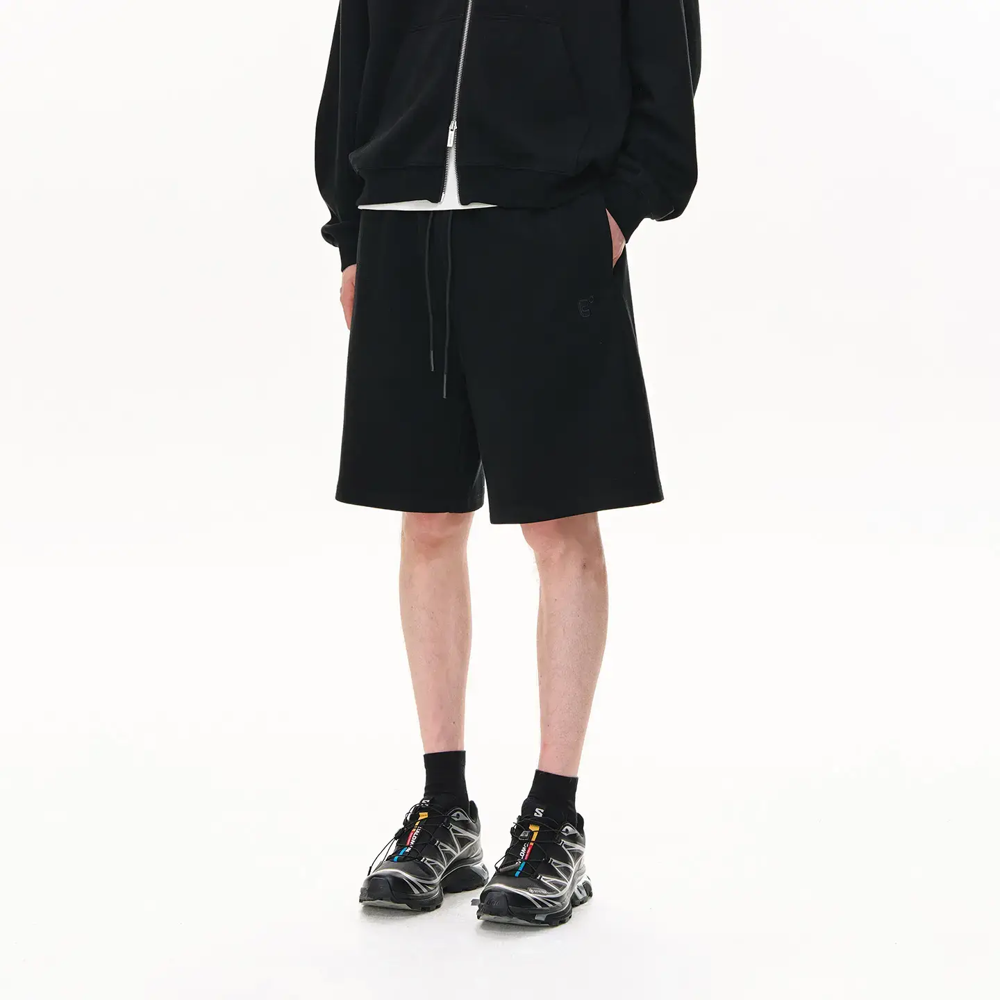 Climax Vision Heavy weight Textured Elastic Waist Pique Cotton Embroider Athleisure shorts Three-Quarter Pants