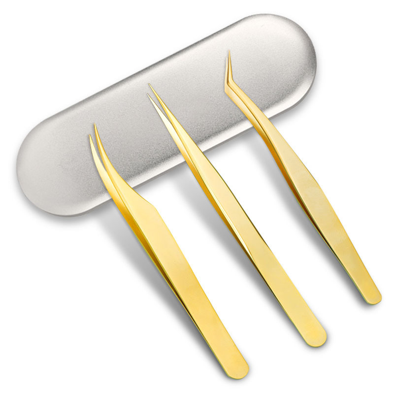 False Eyelash Tweezers Eyelash Maker Grafting Eyelash Curler Color Dolphin Gold Feather Clip High Precision Blossom Clip Tool