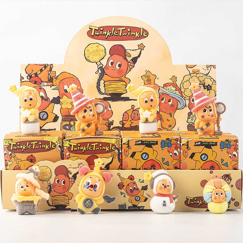 Flocked Trendy Star-Themed Labubu Pop Mart Figurines Children's Toys Wholesale Blind Bags Blind Boxes