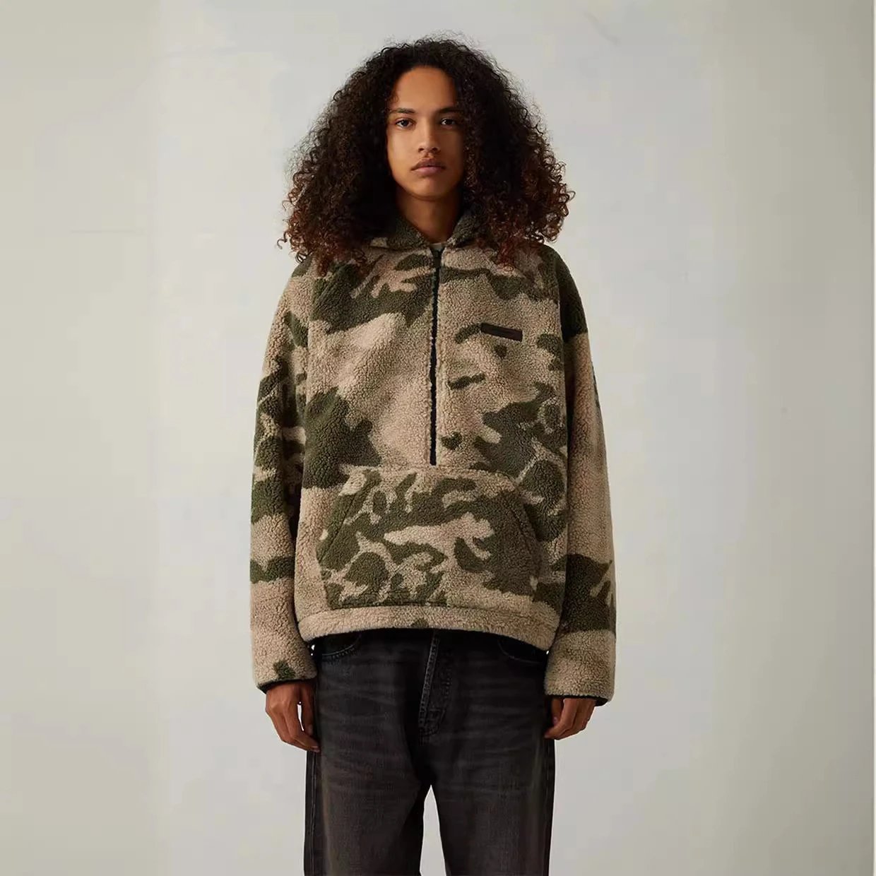 GPZ22SS-Sherpa Half Zip Jacket 22款羊羔毛半拉链带帽外套帽衫