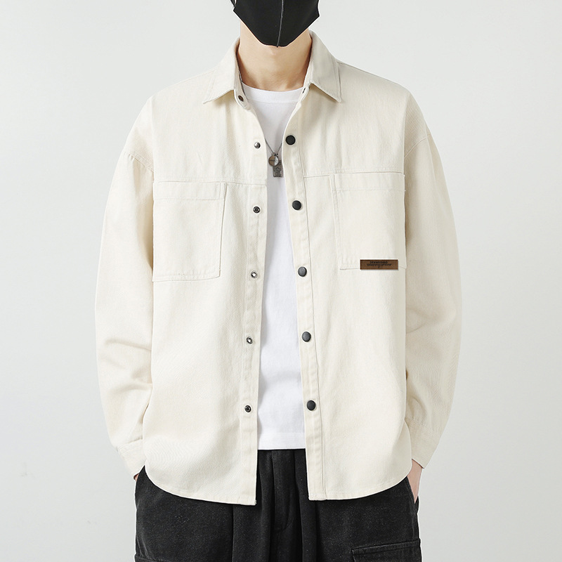 Cotton Shirt Men's Spring New Fashionable Loose Casual Jacket Youth Workwear Washed All-match Fashionable Shirt for Men