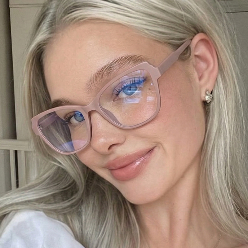 Cat eye contrast color irregular glasses Women's European and American anti-blue light adjustable degree plain glasses retro plain glasses frame fashion