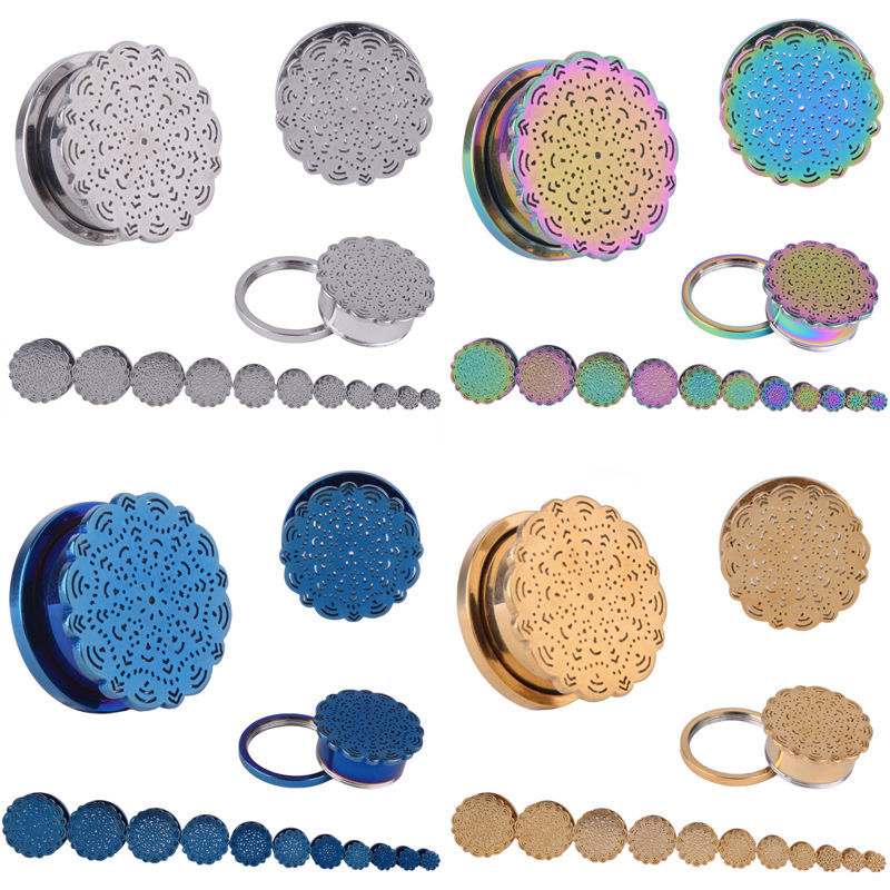 Cross-border e-commerce auricle stainless steel vacuum plating ear dilators earrings human body puncture jewelry