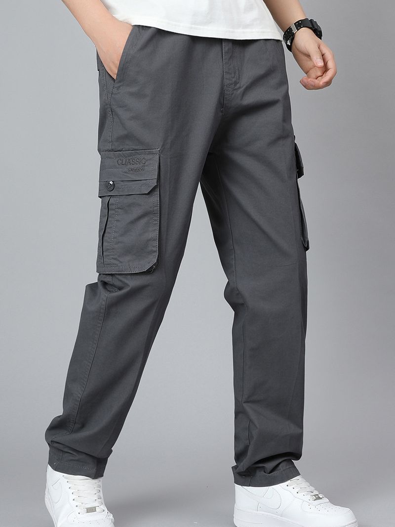 Pure Cotton Trousers Middle-aged Sports Pants Men's Spring and Autumn Loose Straight plus size Casual Pants Middle-aged and Elderly Dad Pants