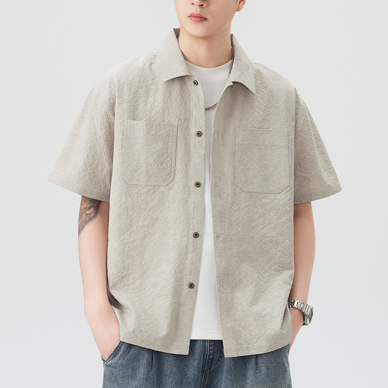 Emperor Paul Lapel Shirt Men's Summer Comfortable American Style Loose Casual Versatile Stylish Thin Short Sleeve Jacket
