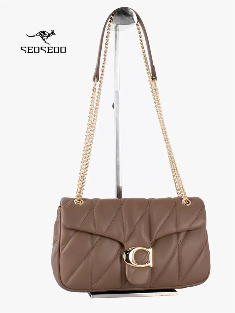 Nan'Ao Kyushu Kangaroo Women's Bag 2024 New arrival Genuine Leather Bag Small Square Bag Quilted Tweed Style Single Shoulder Crossbody Bag Trendy