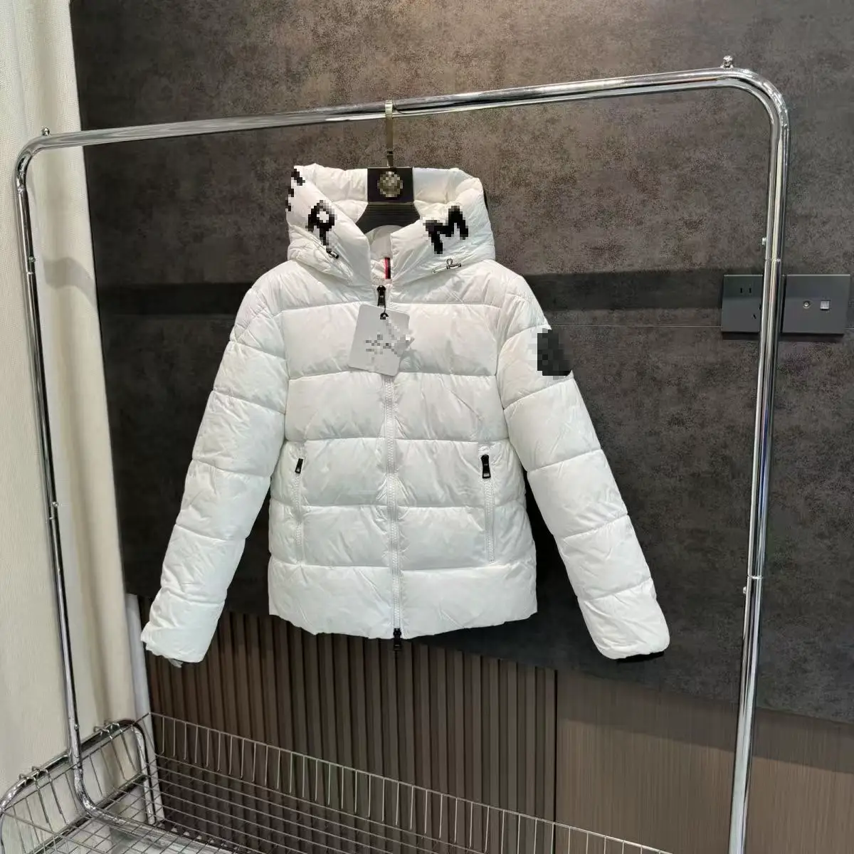 2025 Winter Hooded Slim Short Cotton Jacket Korean Style Warm Couple Style Authentic Letter Hooded Jacket