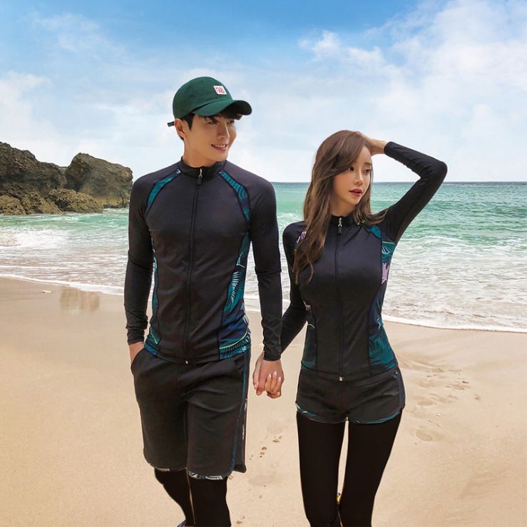 Korean Couple Diving Suit Snorkeling Jellyfish Suit Split Long Sleeve Swimsuit Parent-Child Suit Conservative Surfing Foreign Trade Swimsuit