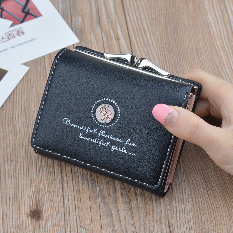 New Wallet Women's Short Wallet Female Student Large Capacity Folding Soft Wallet Japanese and Korean Style Fashion Simple Coin Purse