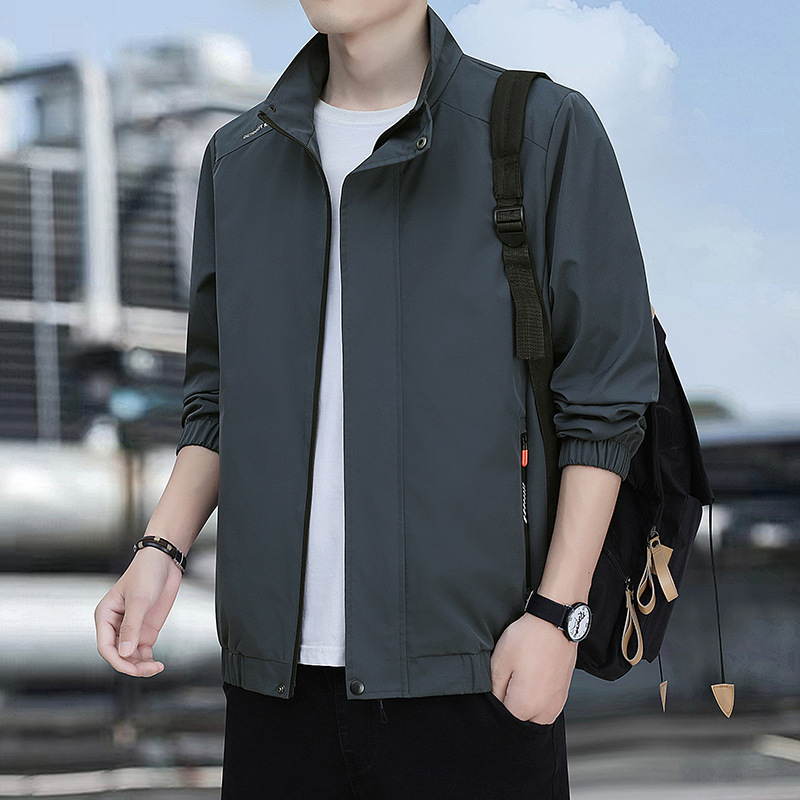 Coat men's Spring and Autumn New Korean style trendy stand collar jacket youth handsome all-match casual top clothes men's clothing