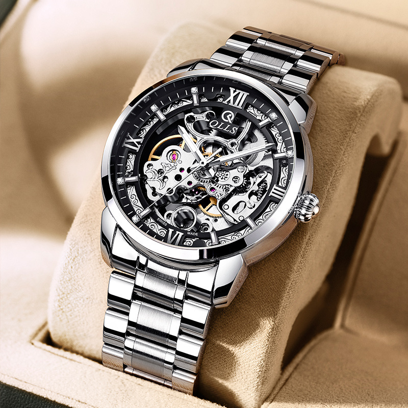 Authentic Watch, Hollow Mechanical Watch, Waterproof Men's Watch, Fully Automatic Tourbillon Brand Men's Watch, Trendy Stainless Steel Strap