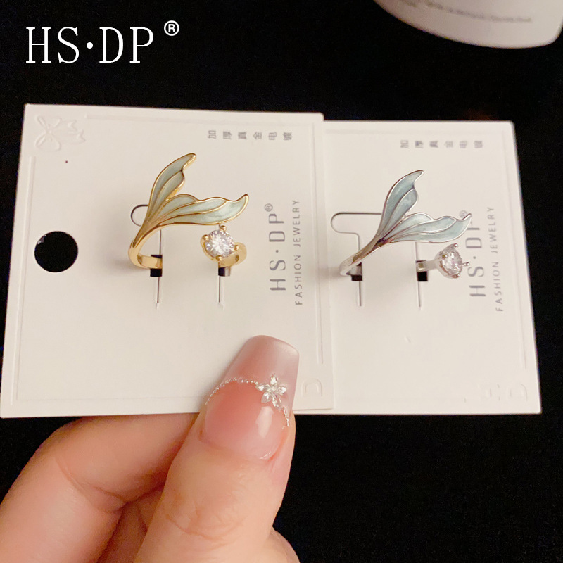 Unique Fishtail Zircon Adjustable Ring Fashion Simple Design Index Finger Ring Exquisite Light Luxury Versatile Ring Wholesale