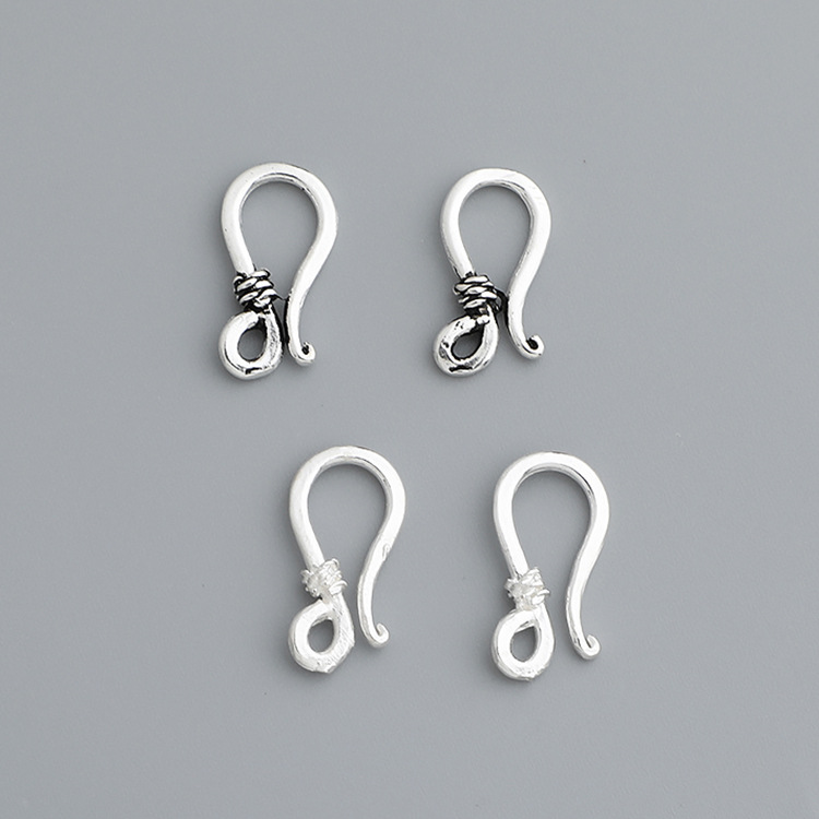 S925 Sterling Silver Thai Silver S Buckle Bracelet Connection Buckle DIY Handmade Beaded Necklace Rope Wading Material Question Marker Buckle Accessories