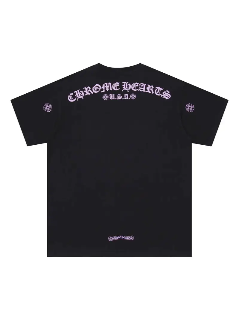 24 New Fashion Brand ChromeHearts Crowe T-Shirt with Sanskrit Letters Loose All-match Casual Round Neck Short Sleeve