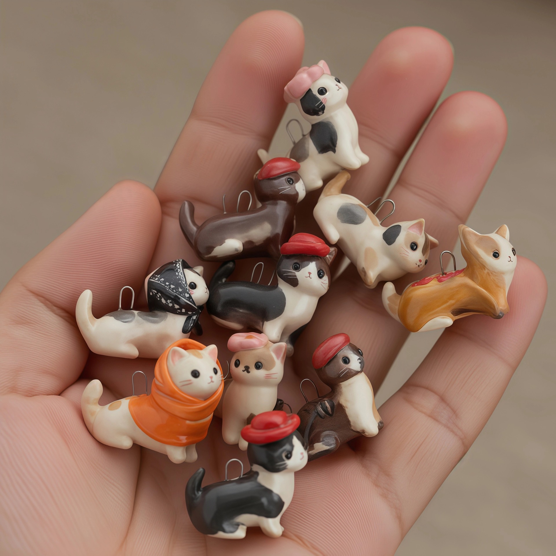 European and American Cross-Border New Cute Kitten Series Pendants DIY Enamel Painted Colorful Series Copper Plated with 14K Gold Color-Preserving