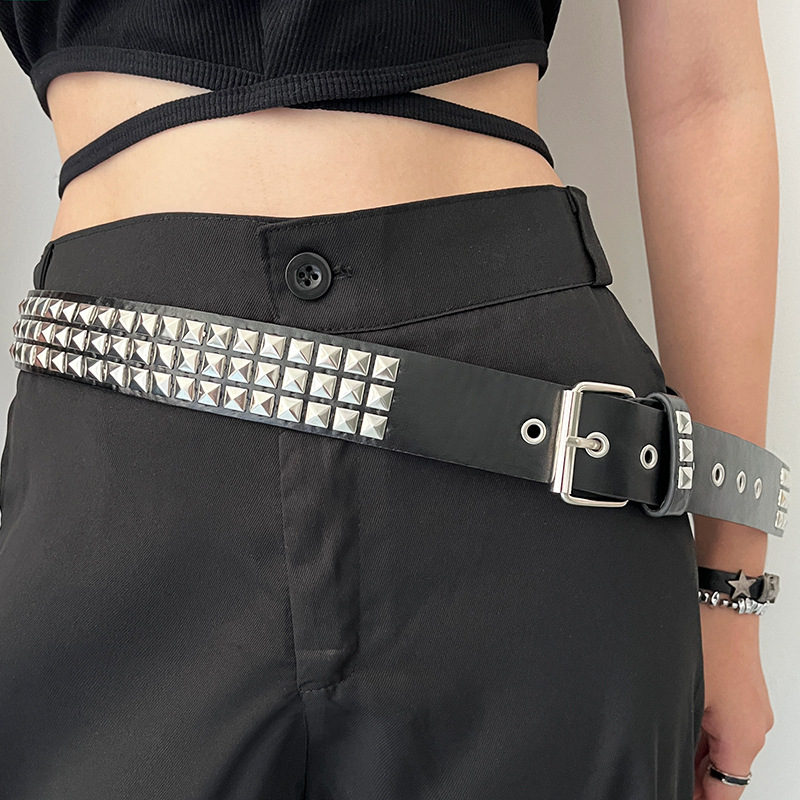 Cross-border Rivet Belt for Men and Women, Versatile Stylish Trendyy Punk Decorative Jeans Belt Y2k Popular American Trend