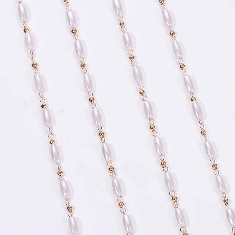 DIY Jewelry Chain Oval Rice Pearl Chain Necklace Bracelet Earrings Glasses Chain Accessories Material