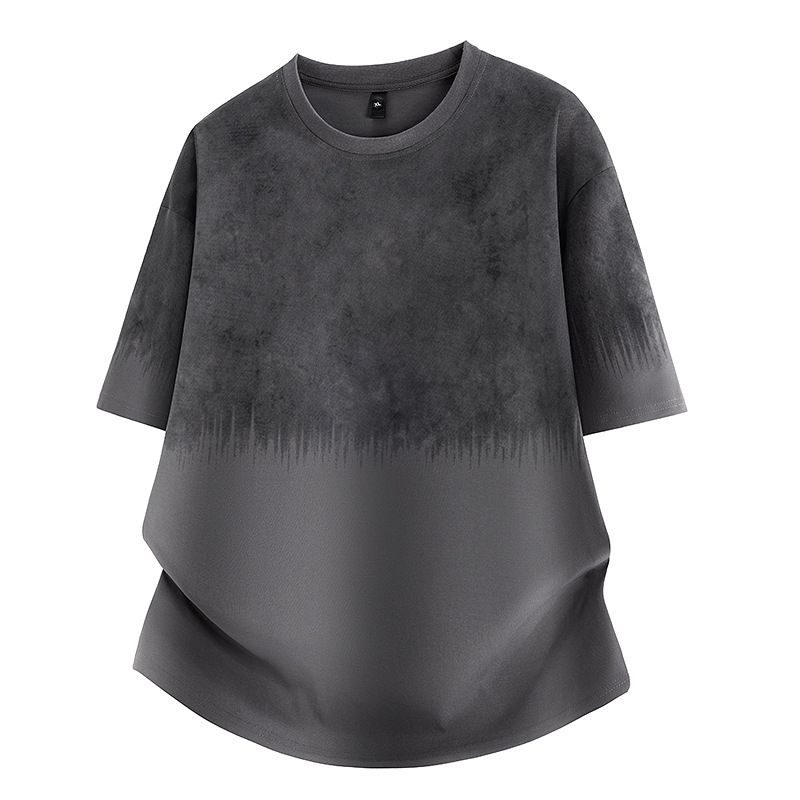 Summer 2026 New Trendy Brand Student Short-Sleeved T-Shirt Large Size Gradient Color Tie-Dye Top Summer Wear Round Neck Half-Sleeved T-Shirt