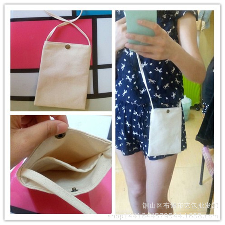 DIY Blank Hand-painted Canvas Mobile Phone Bag Original Handmade Change Crossbody Bag Student Cute Commuter Shoulder Bag
