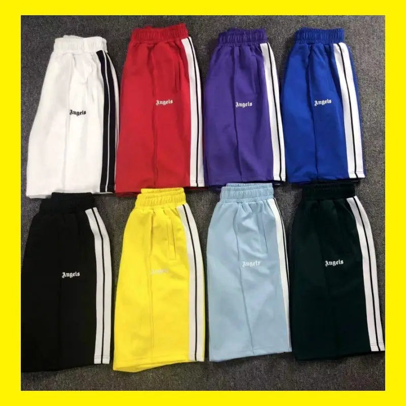 Pa Angel Trendy Brand Stripesd Rainbow Web Shorts for Men and Women Couples Fog High Street Palm Tree Loose Five-Point Pants