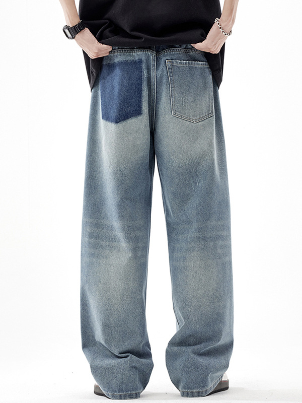 Mingge | 2024 Spring/Summer New loose ripped jeans men's American retro fashion brand mop straight trousers