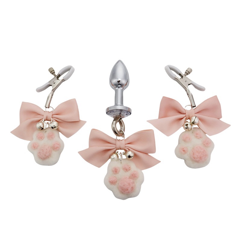 Cat Claw Bow Nipple Clamps Metal Anal Plug Punishment Nipple Sm Sex Toys Training Nipple Clamps Expansion Stimulation Anal Plug