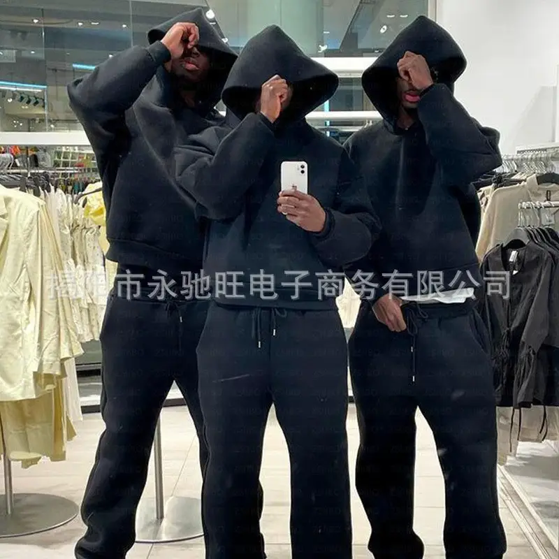 Solid color loose sweater sweatpants 2024 Europe and the United States hoodie cross-border casual simple couple fashion sweatshirt suit