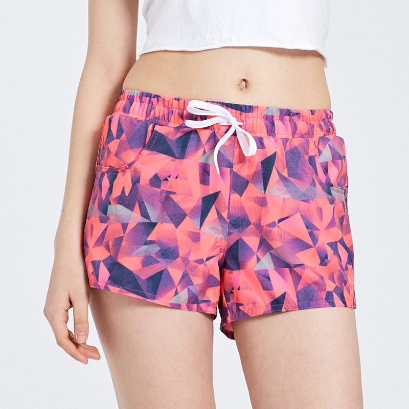 Shabbat Beach Pants Women's Personalized Printed Belt Lace-up Loose Casual Sports Swimming Shorts with Lined Beach Pants