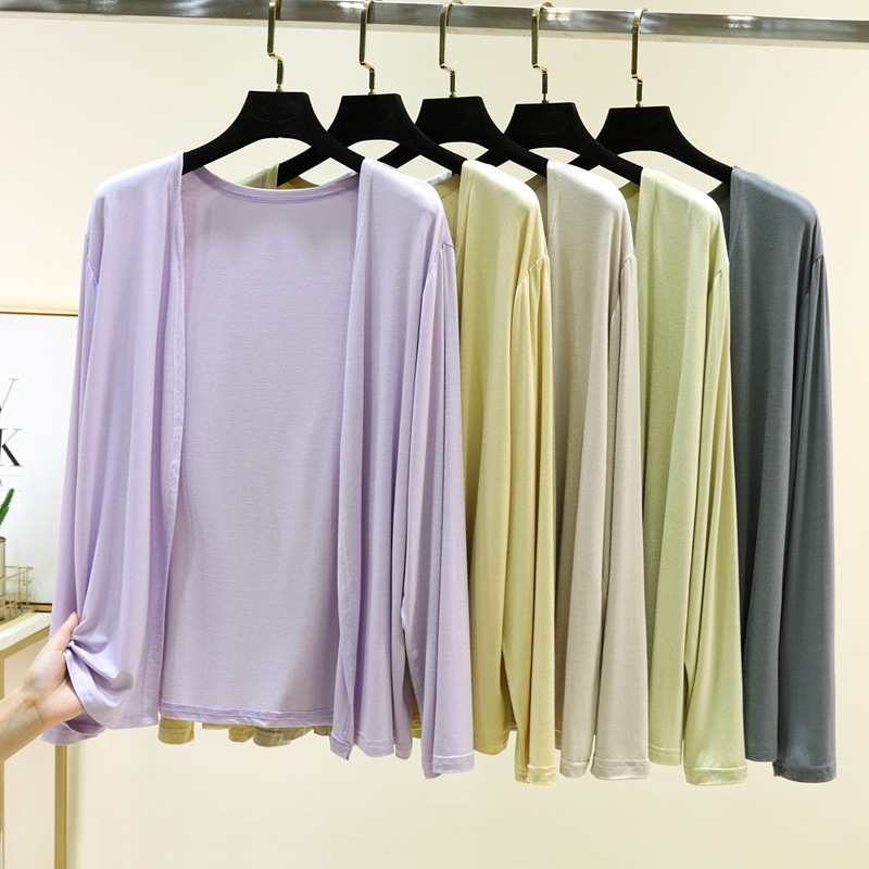 Spring and Summer New Style Youkesi Cardigan for Women, Thin Long-Sleeved Loose Casual Jacket, Solid Color, Versatile, Slimming, Sun Protection Clothing