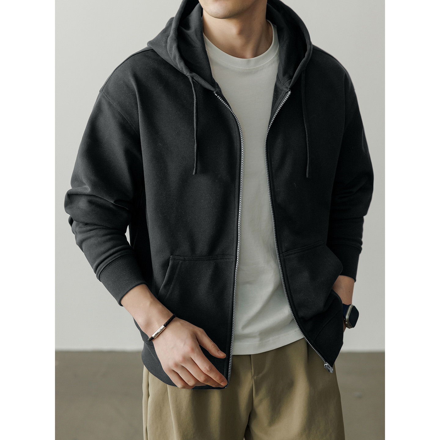 430g Heavyweight Sweatshirt for Men 2026 Spring New Style Zipper Cardigan Hooded Sweatshirt Men's Sports Casual Jacket for Men