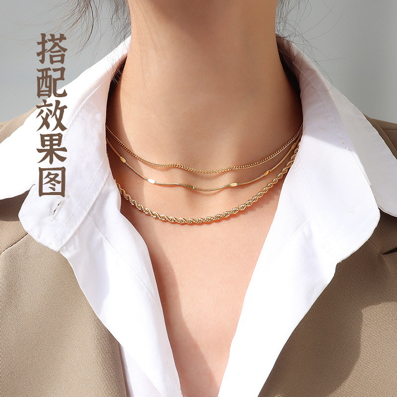 Niche Cross Chain, Starry Sky Chain, Snake Bone Chain, Twist Chain, Box Chain, Fish Mouth Chain, Square Chain, Titanium Steel Electroplated with 18K Gold
