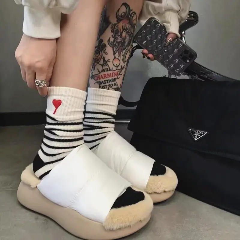 Japanese hundred tide cardinal heart striped couple socks men and women pure cotton street sports mid-calf socks tide socks