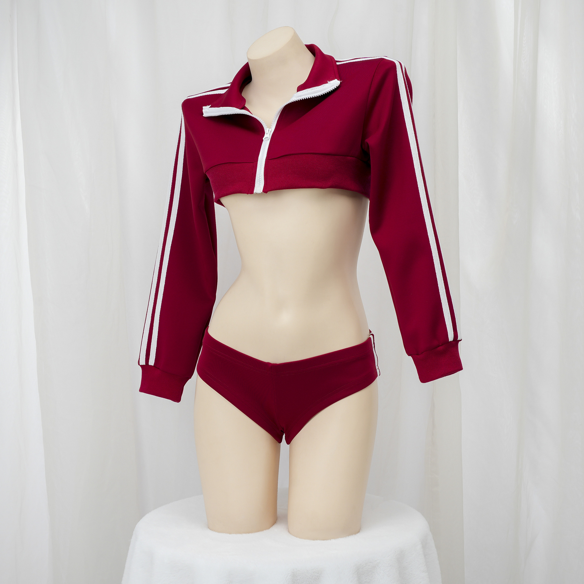 Sexy Short Long-sleeved Gymnastics Suit Sexy Underwear Women's Slim-fit Navel-exposed Second-dimensional Spice Girls Performance Suit 128-A