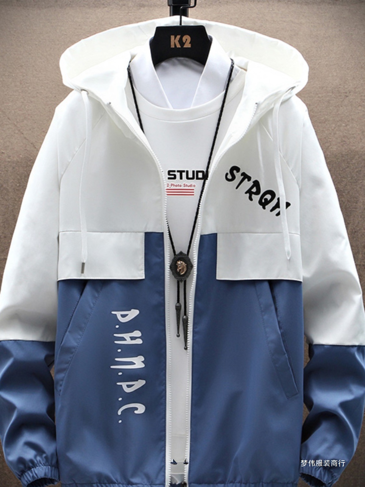 Spring and Autumn Men's Jacket Trendy Korean Style Workwear Jacket for Teenagers and Students Casual Thin Hooded Mengwei