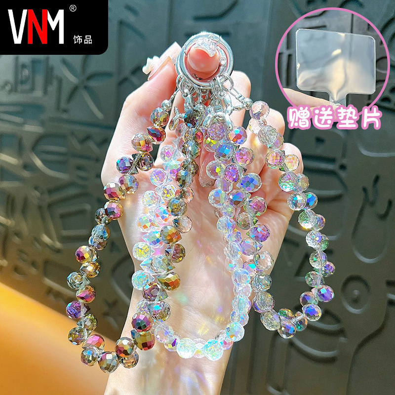Crystal Beaded Mobile Phone Pendant Wrist Hanging Chain Wristband Bracelet Lanyard Bag Hanging Keychain Headphone Bag Accessories