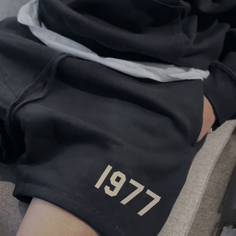 Correct version OF FOG FEAR OF GOD Season 8 Duplex High Street Loose Casual 1977 Flocking Drawstring Shorts
