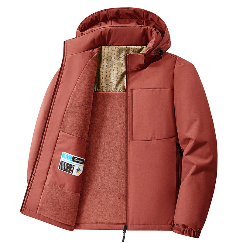 Cross-border wholesale fast-hand explosions winter coat men's new hooded fleece-lined thickened plus size middle-aged windproof cotton-padded jacket