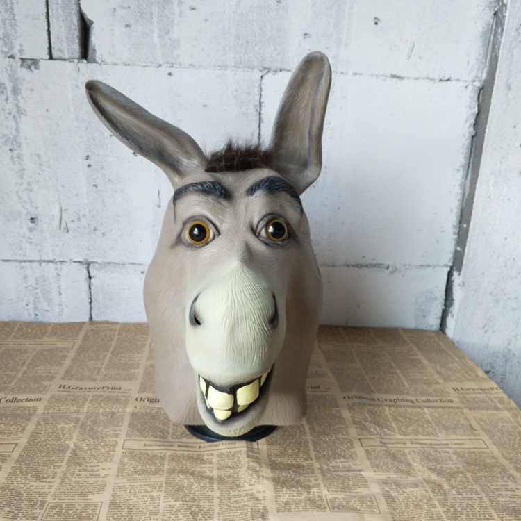 Donkey mask poor mouth donkey ball mask Halloween horror play funny horse head drama performance animal head cover