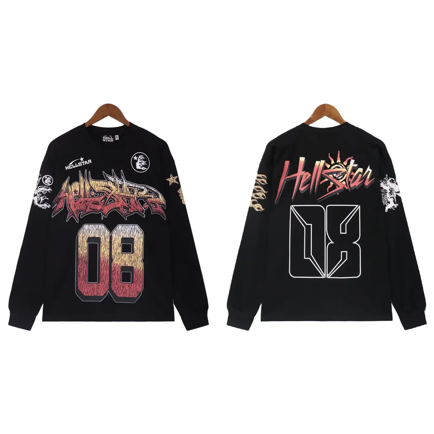 European and American High Street Fashion Brand Hell Star Retro Washed Distressed Casual Loose Short-Sleeved Shorts Hoodie Pants Suit