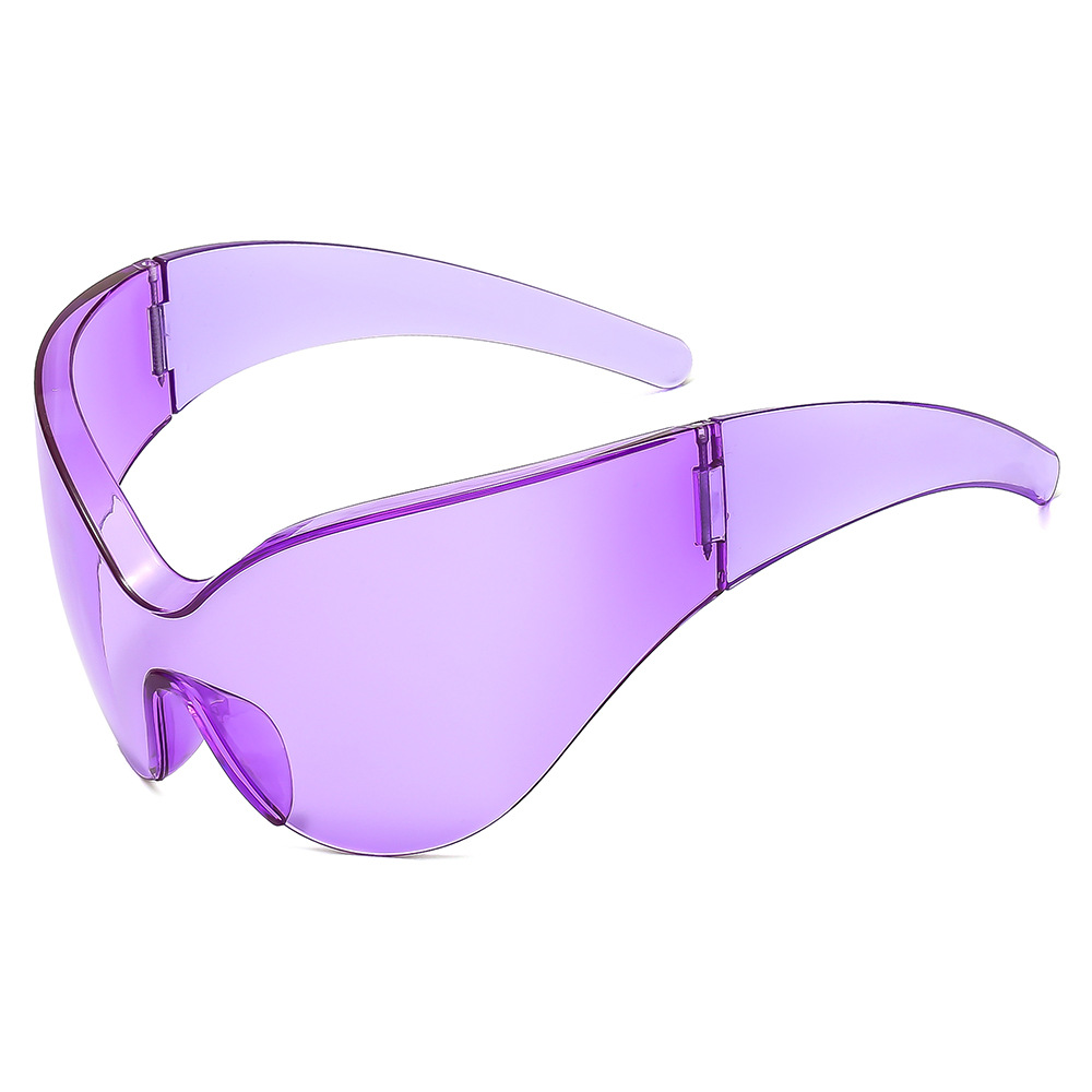 Cross-border Sunglasses Frameless Large Frame Y2K Future Style Ins Internet Celebrity One-piece Integral Lens Trendy Sunglasses