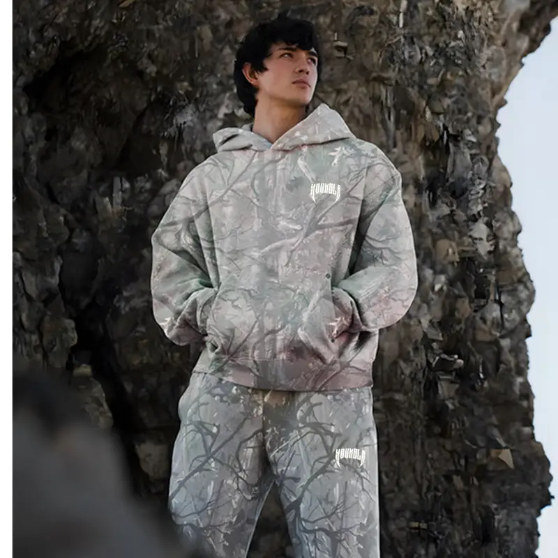 YOUNGLA Men's Camouflage Pullover Hoodie Loose Sweater Gym Running Training Suit Sports Top