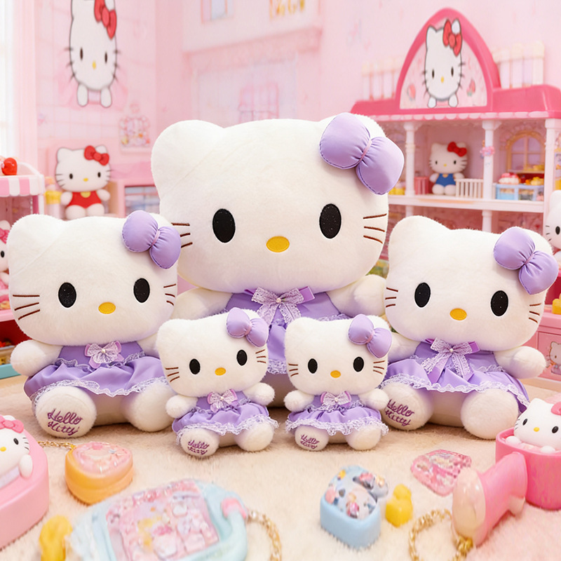 New Lavender Kt Cat Plush Toy Hello Kitty Doll Stuffed Toy Children's Comfort Sleeping Pillow