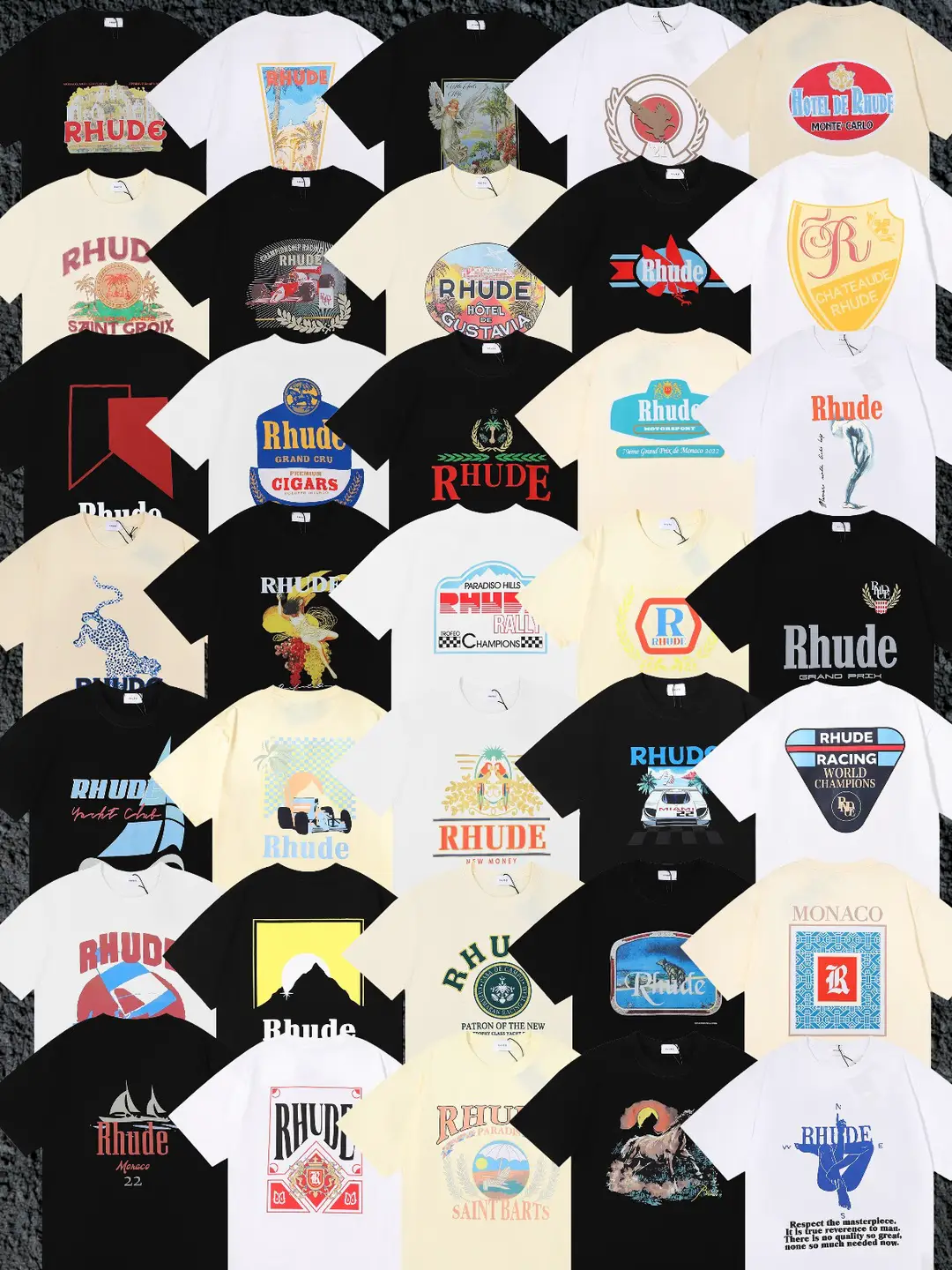 RHUDE short sleeved correct edition letter printed cross-border niche trendy brand pure cotton loose casual American street T-shirt